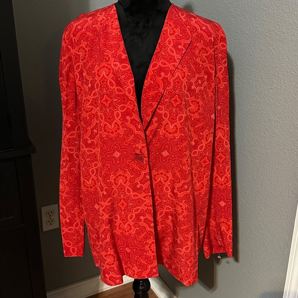 Two Twenty Five Silk Paisley Blazer Red Size 16 Tailored Jacket Lined‎ NWOT
